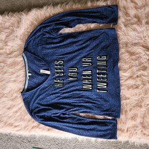 Victoria's Secret Long Sleeved Christmas Top~Blue~Size LG